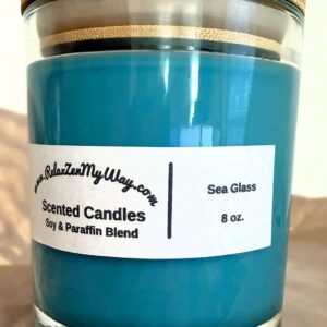 8 oz jar with bamboo lid; Sea Glass
